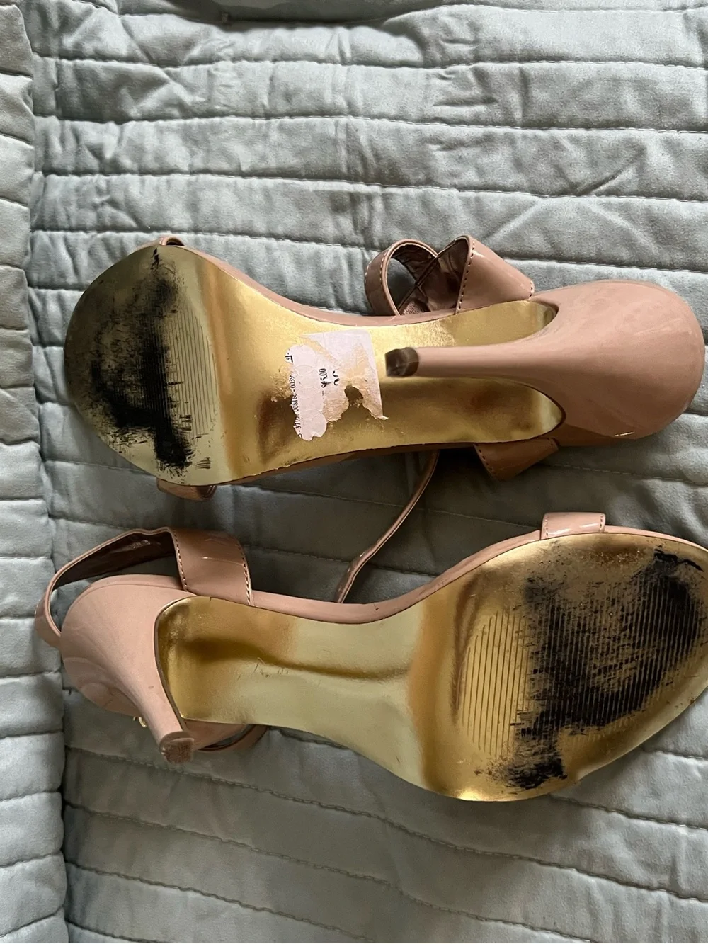 Steve Madden Nude Patent Ankle-Strap Stiletto Sandals